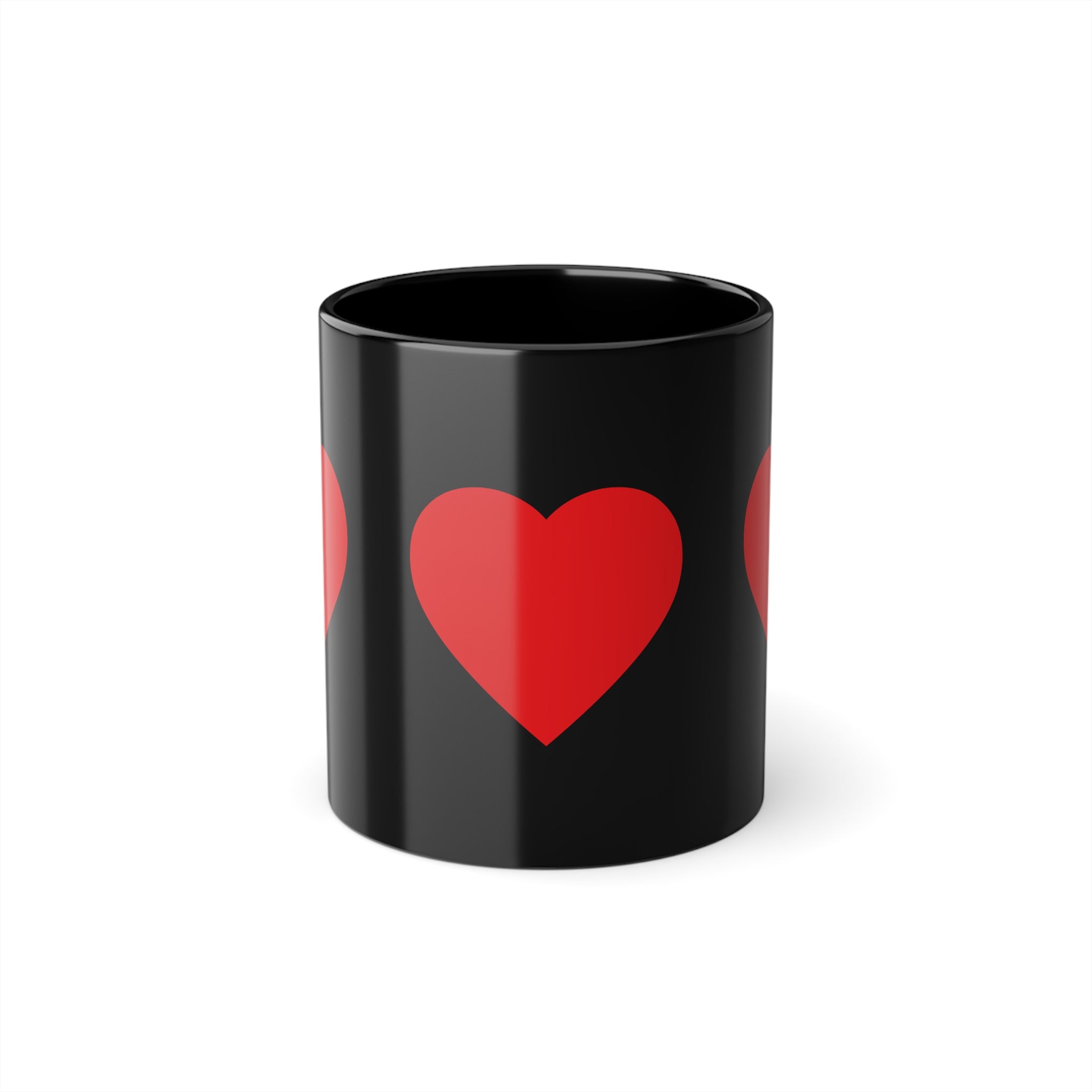 Black Heart Coffee Mug — 11oz Romantic Red Heart Design