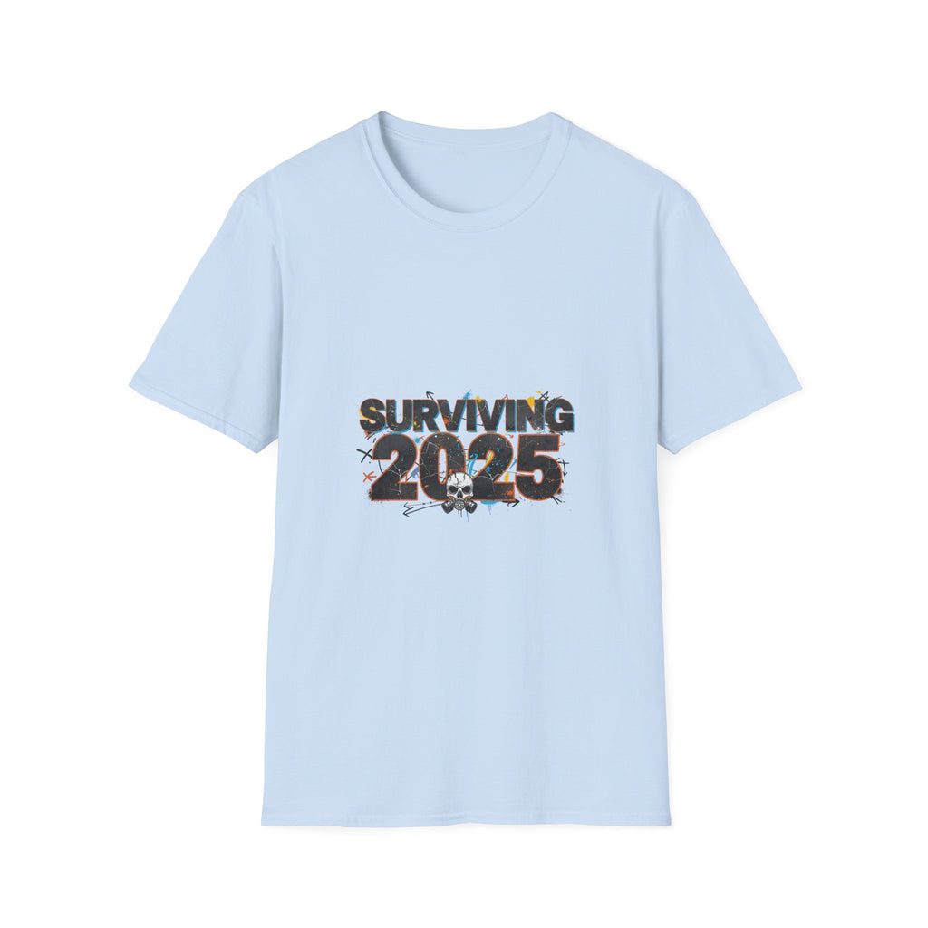Surviving 2025 T-Shirt — Apocalyptic Skull Graphic Tee