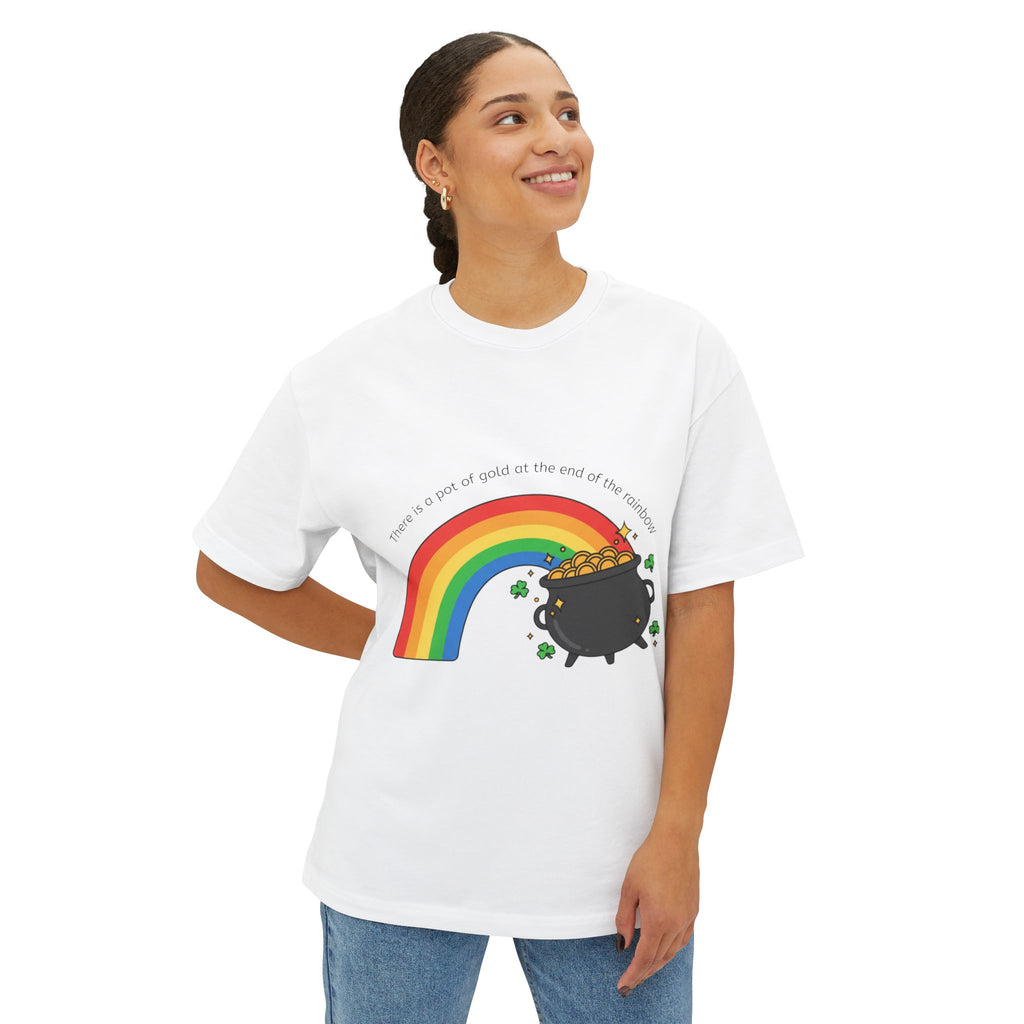 Boxy Tee — Rainbow & Pot of Gold Graphic