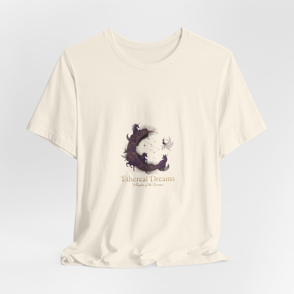 Crescent Moon Cat Illustration Tee | Ethereal Dreams Graphic T-Shirt