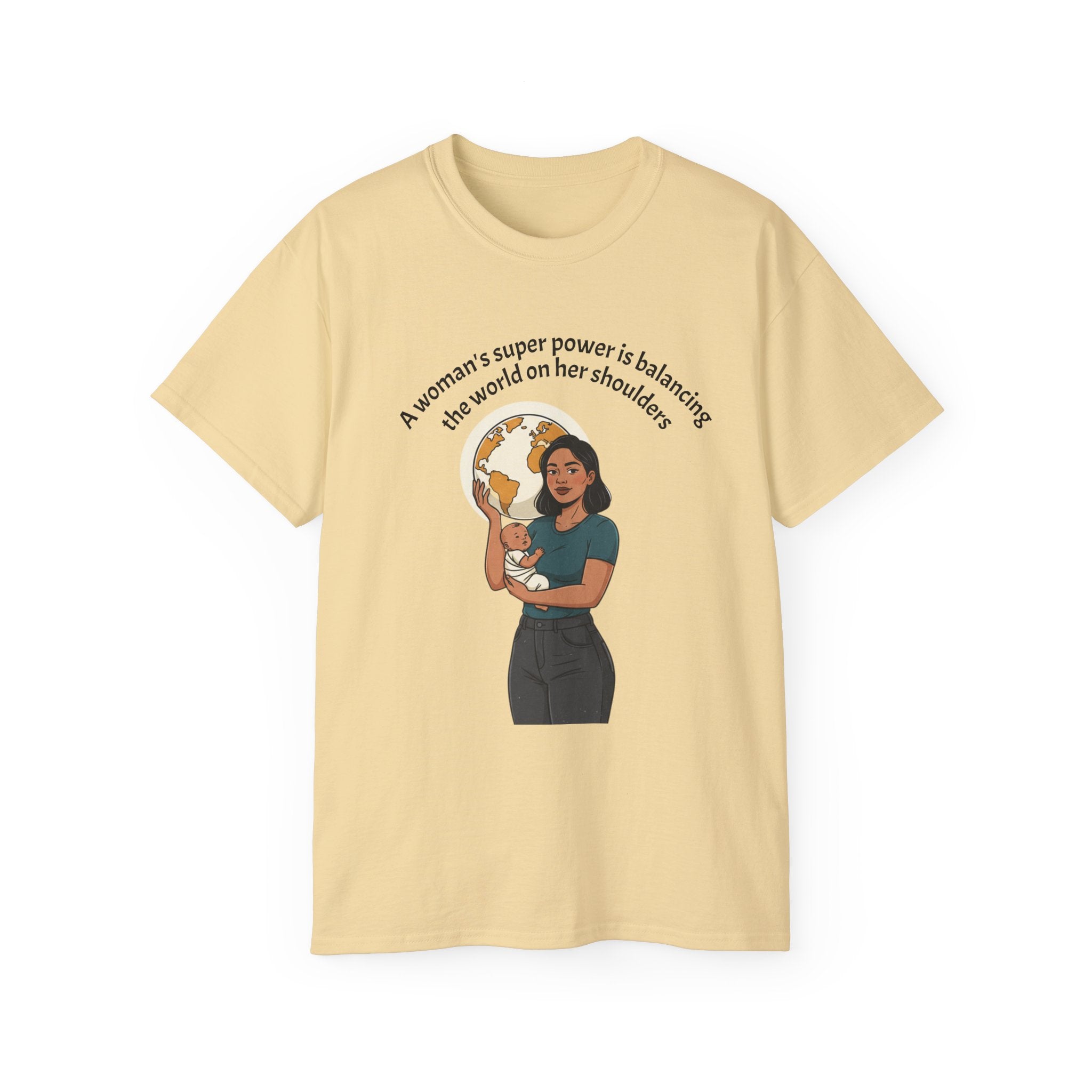 Graphic Tee —  T‑Shirt - Balancing the world on her shoulders