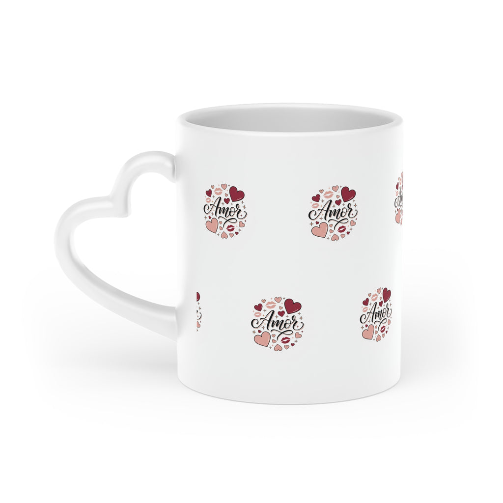 Amor Heart Pattern Mug — Romantic Valentine’s Day Coffee Cup