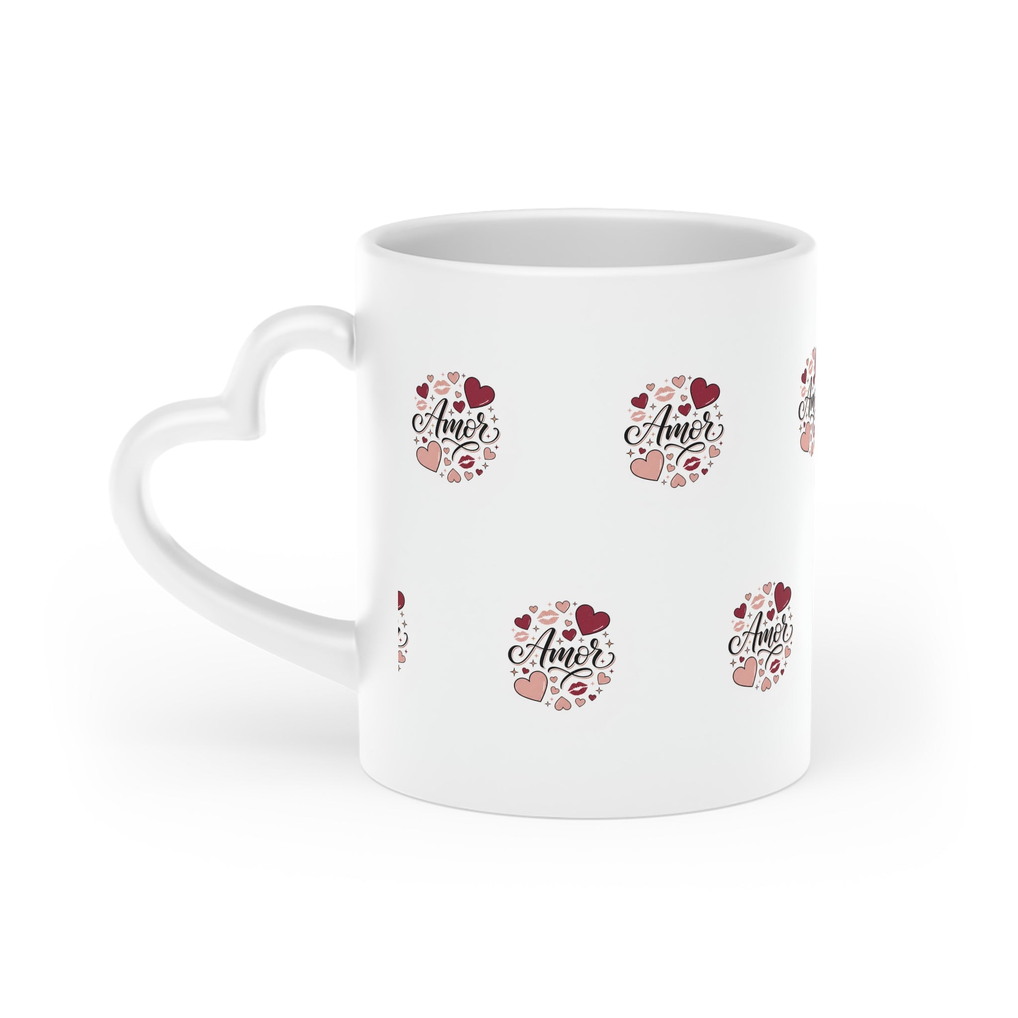 Amor Heart Pattern Mug — Romantic Valentine’s Day Coffee Cup