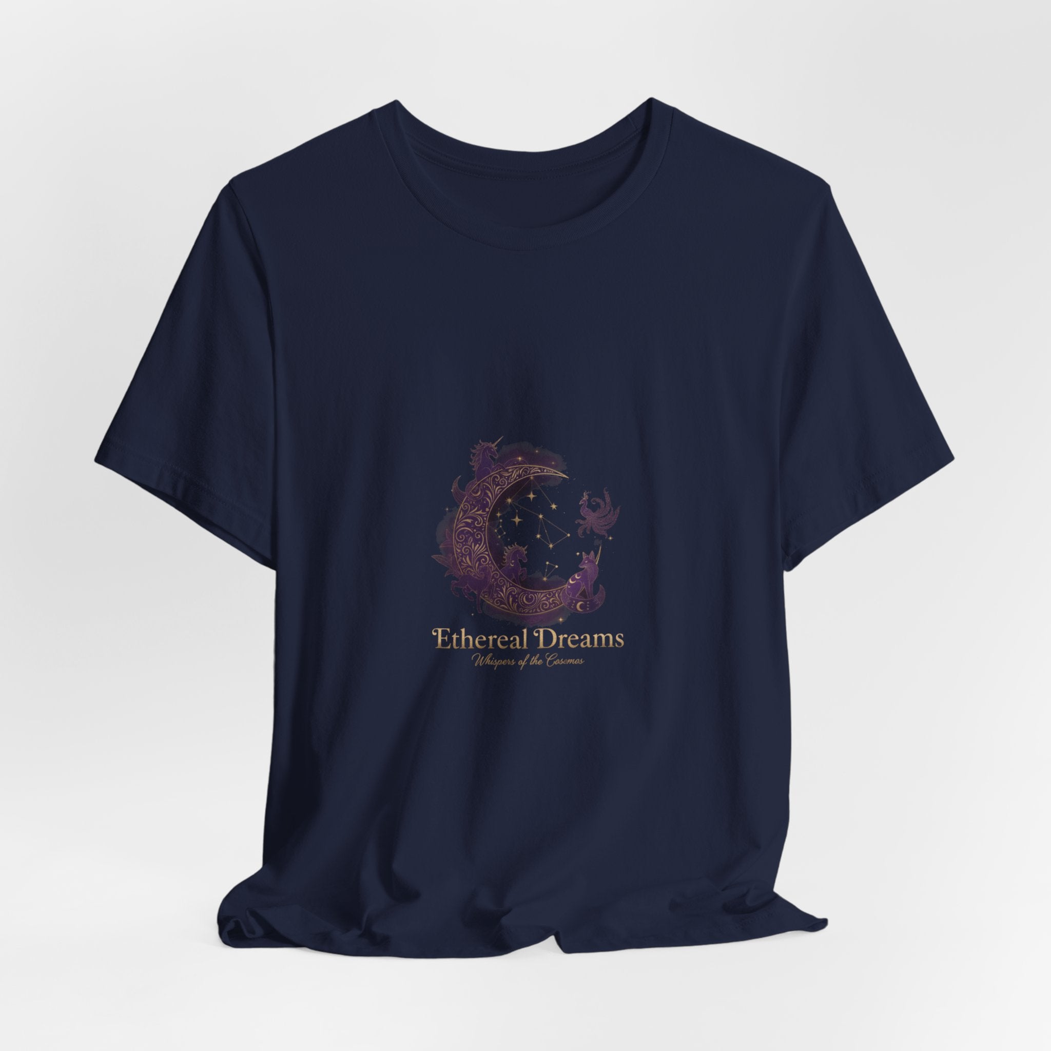 Crescent Moon Cat Illustration Tee | Ethereal Dreams Graphic T-Shirt