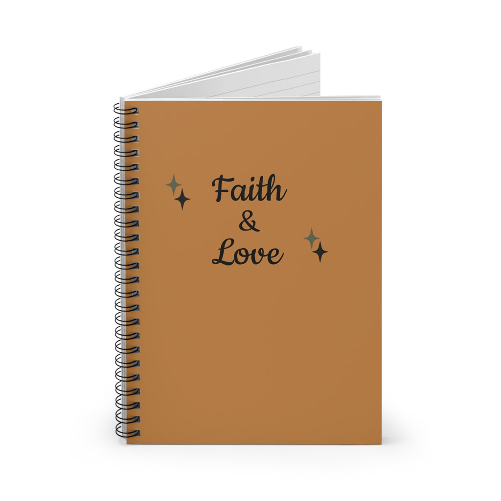 Faith & Love Spiral Journal Notebook — Brown Ruled Journal for Home, Work, or School