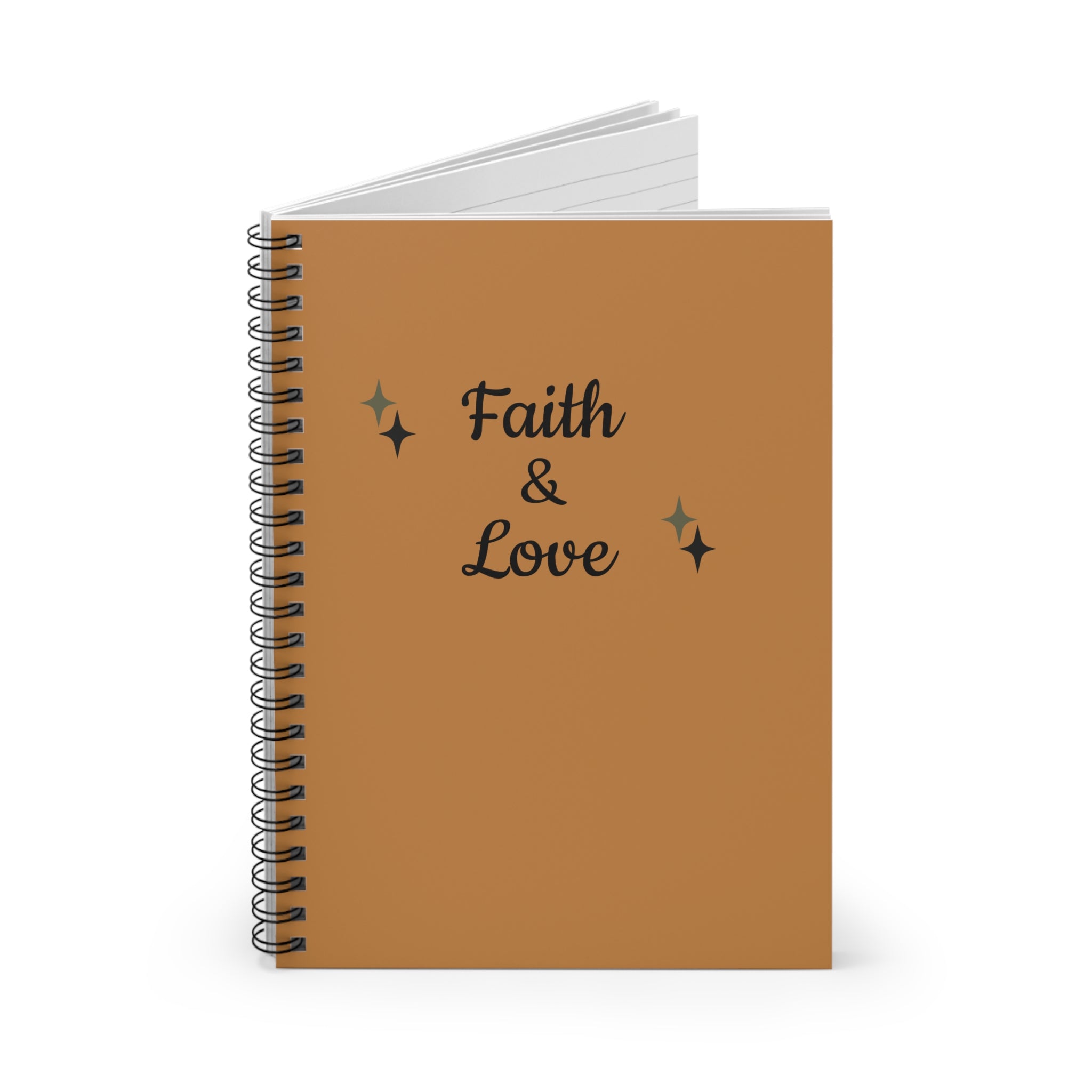 Faith & Love Spiral Journal Notebook — Brown Ruled Journal for Home, Work, or School