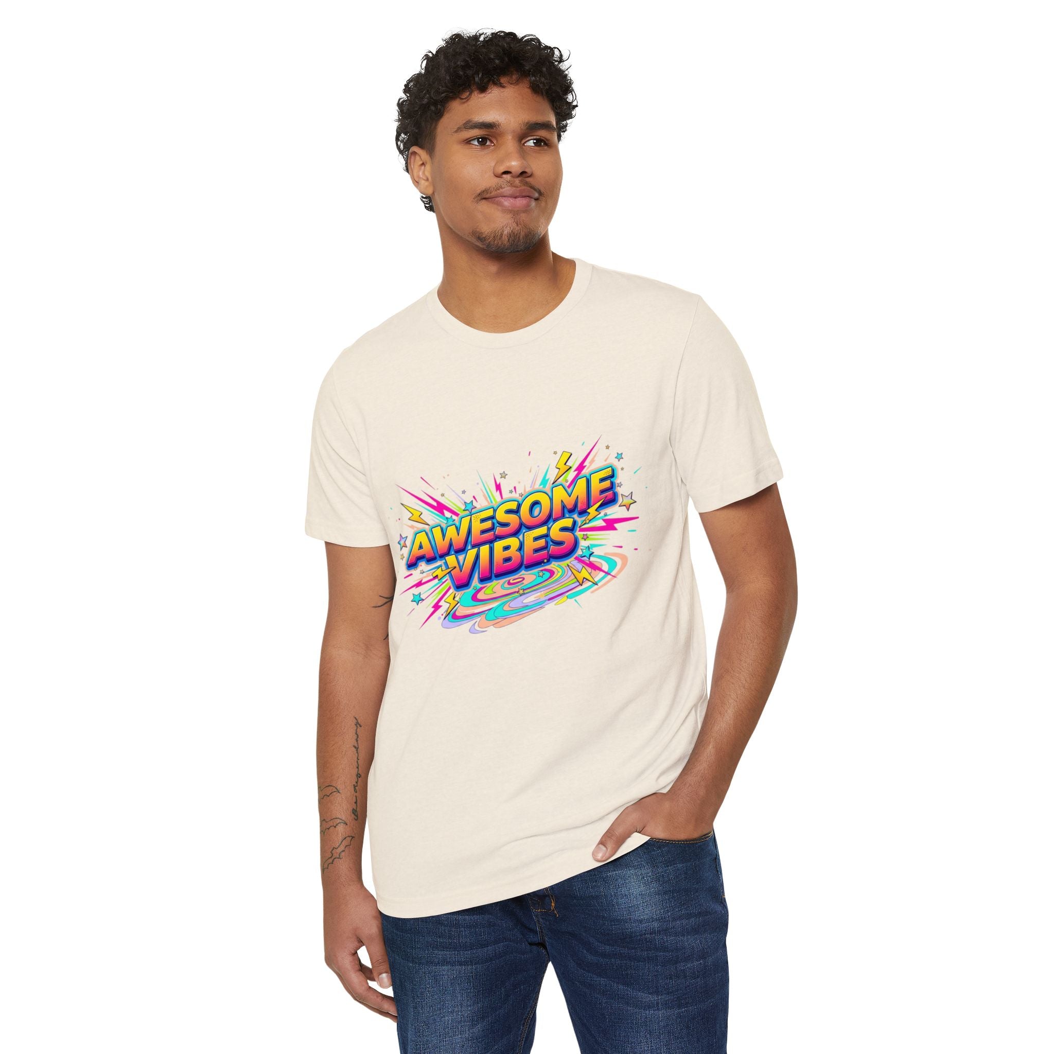 Awesome Vibes T-Shirt — Retro Rainbow Graphic Tee