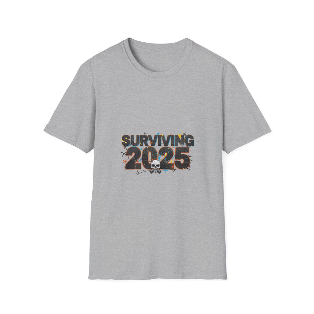 Surviving 2025 T-Shirt — Apocalyptic Skull Graphic Tee