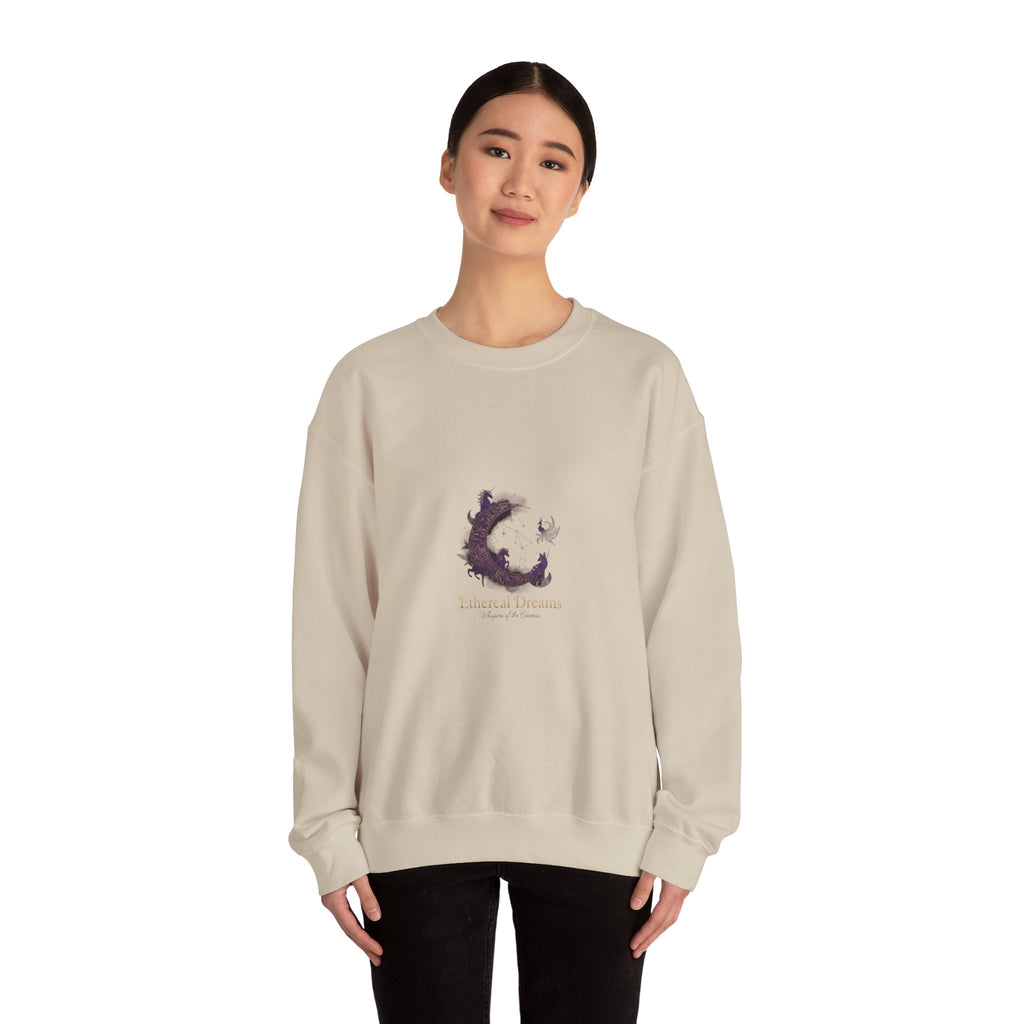 Sleeping Dragon Illustration Crewneck Sweatshirt | Fantasy Moon Design
