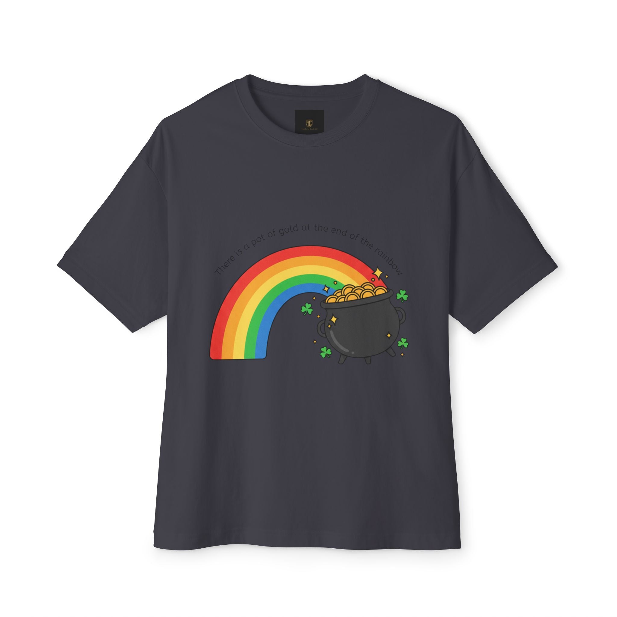 Boxy Tee — Rainbow & Pot of Gold Graphic