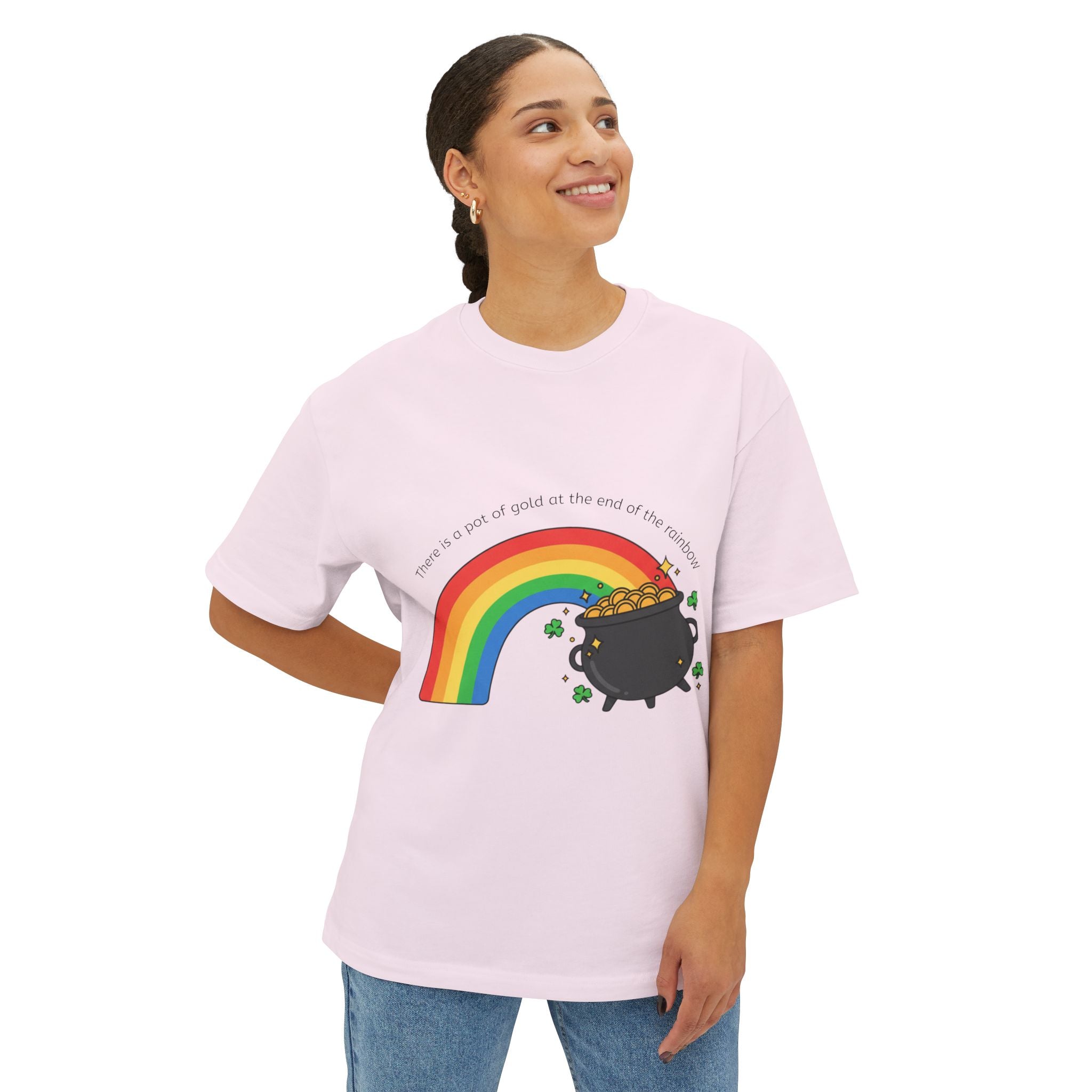 Boxy Tee — Rainbow & Pot of Gold Graphic