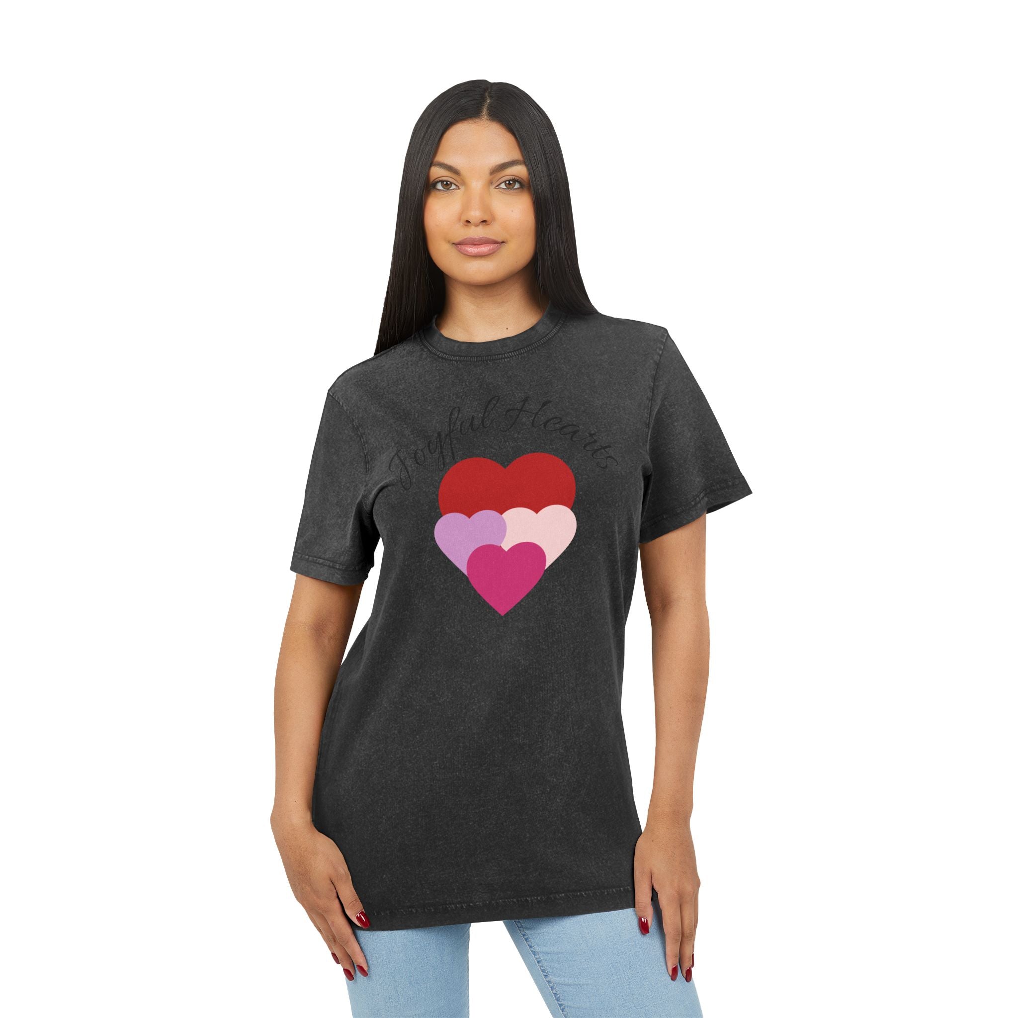 Joyful Hearts Acid-Wash — Vintage Grunge Casual Shirt