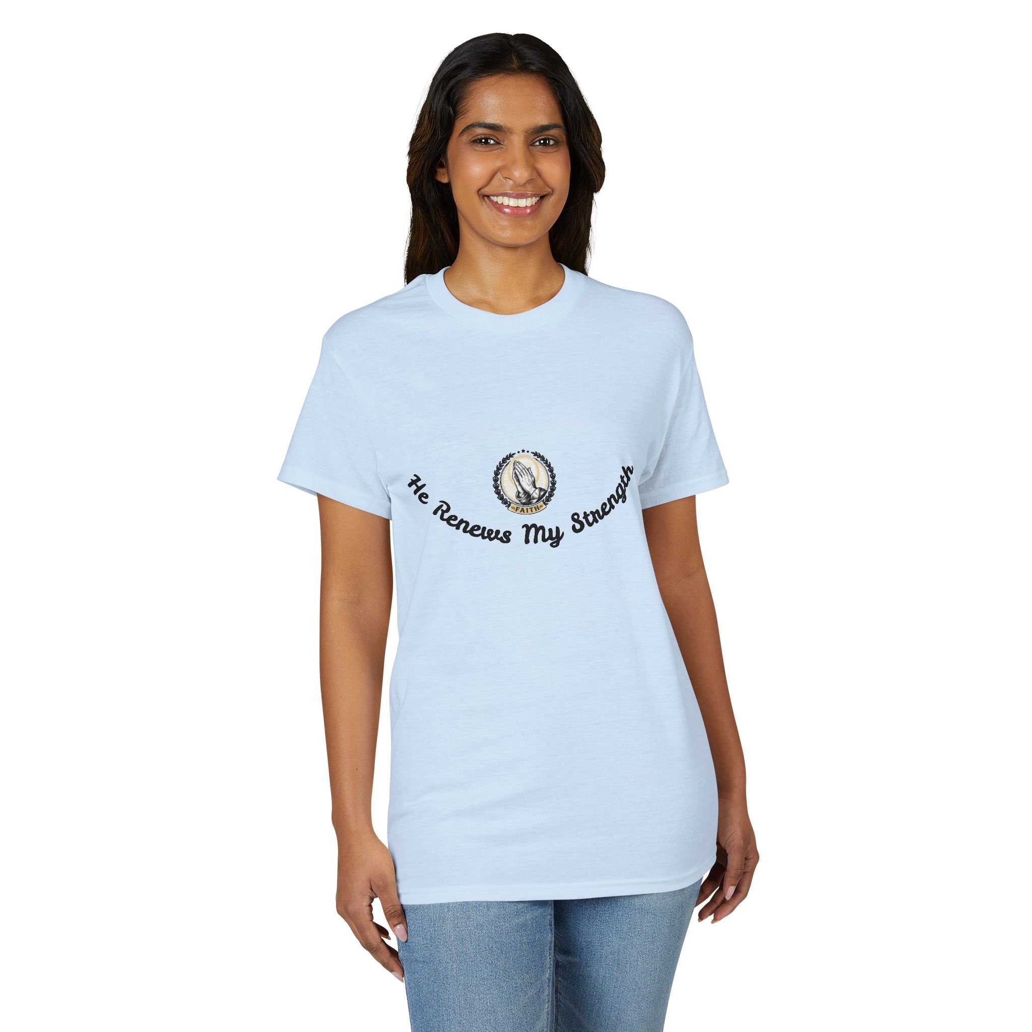 He Renews My Strength T-Shirt — Inspirational Christian Faith Tee