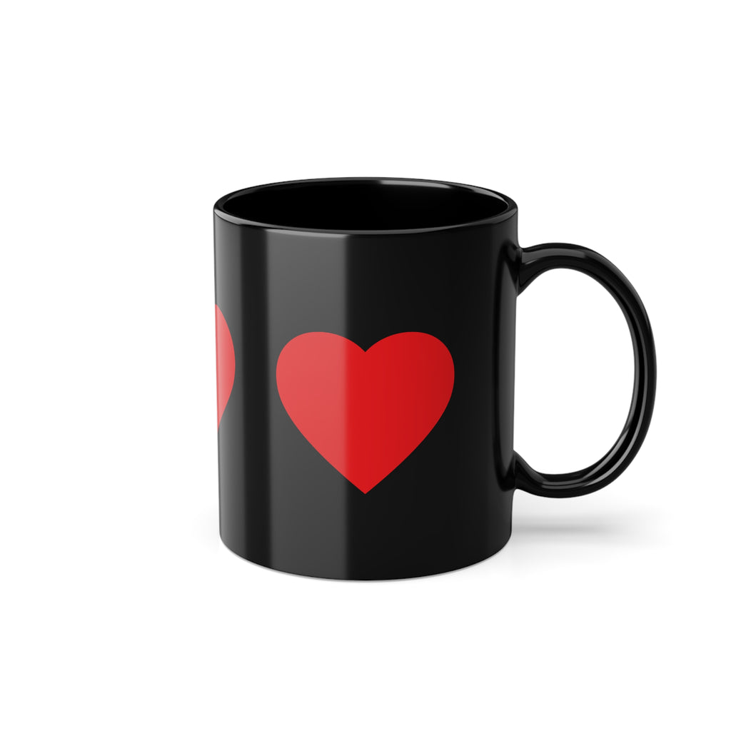 Black Heart Coffee Mug — 11oz Romantic Red Heart Design