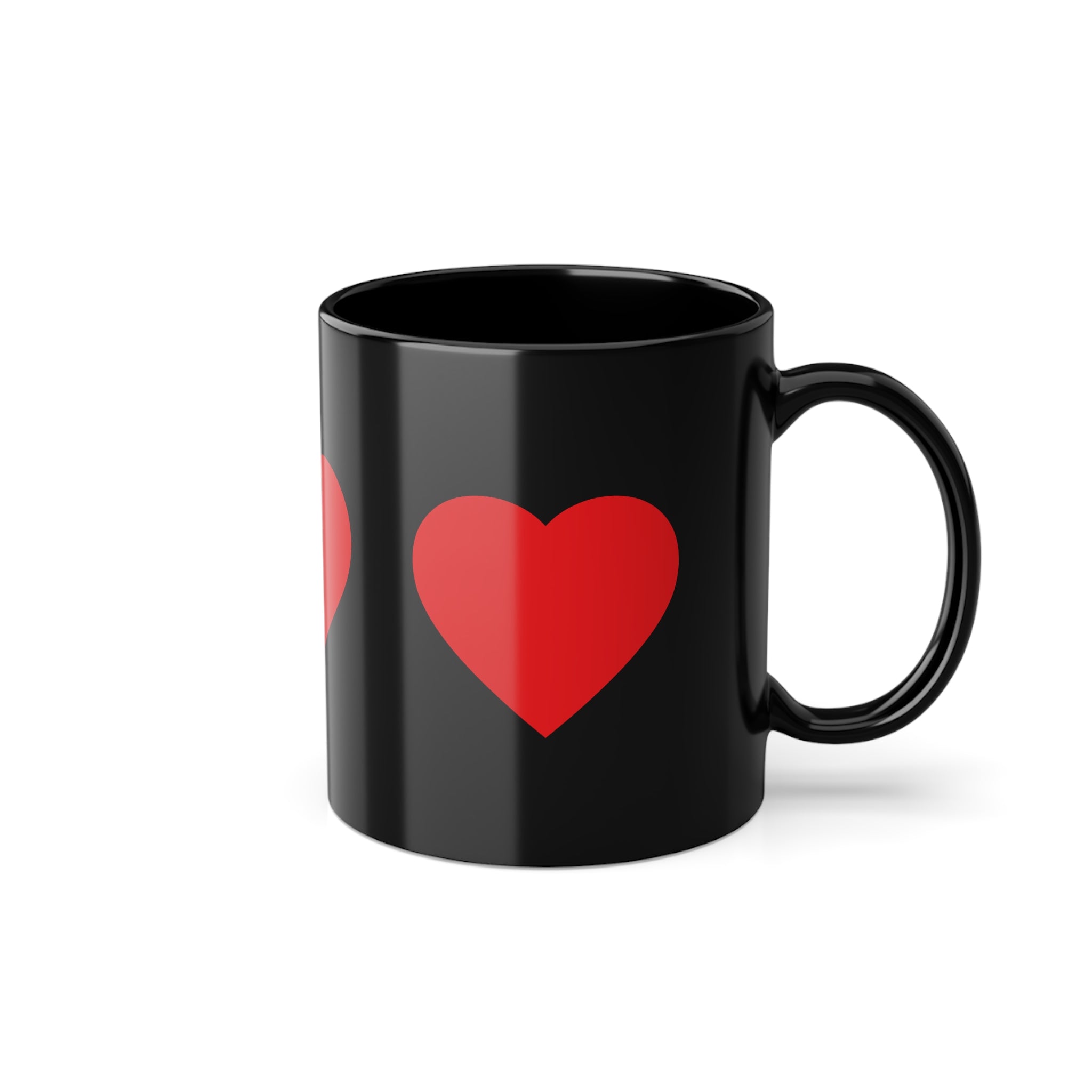 Black Heart Coffee Mug — 11oz Romantic Red Heart Design