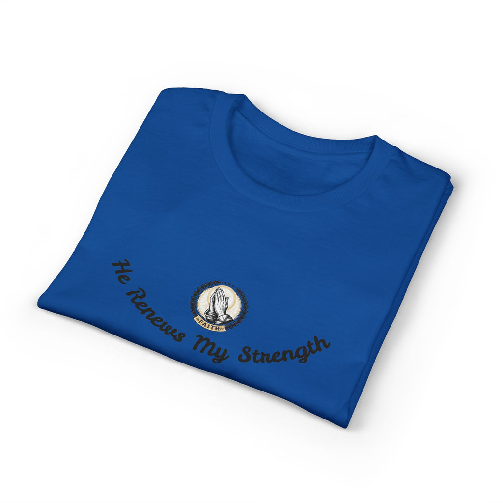 He Renews My Strength T-Shirt — Inspirational Christian Faith Tee