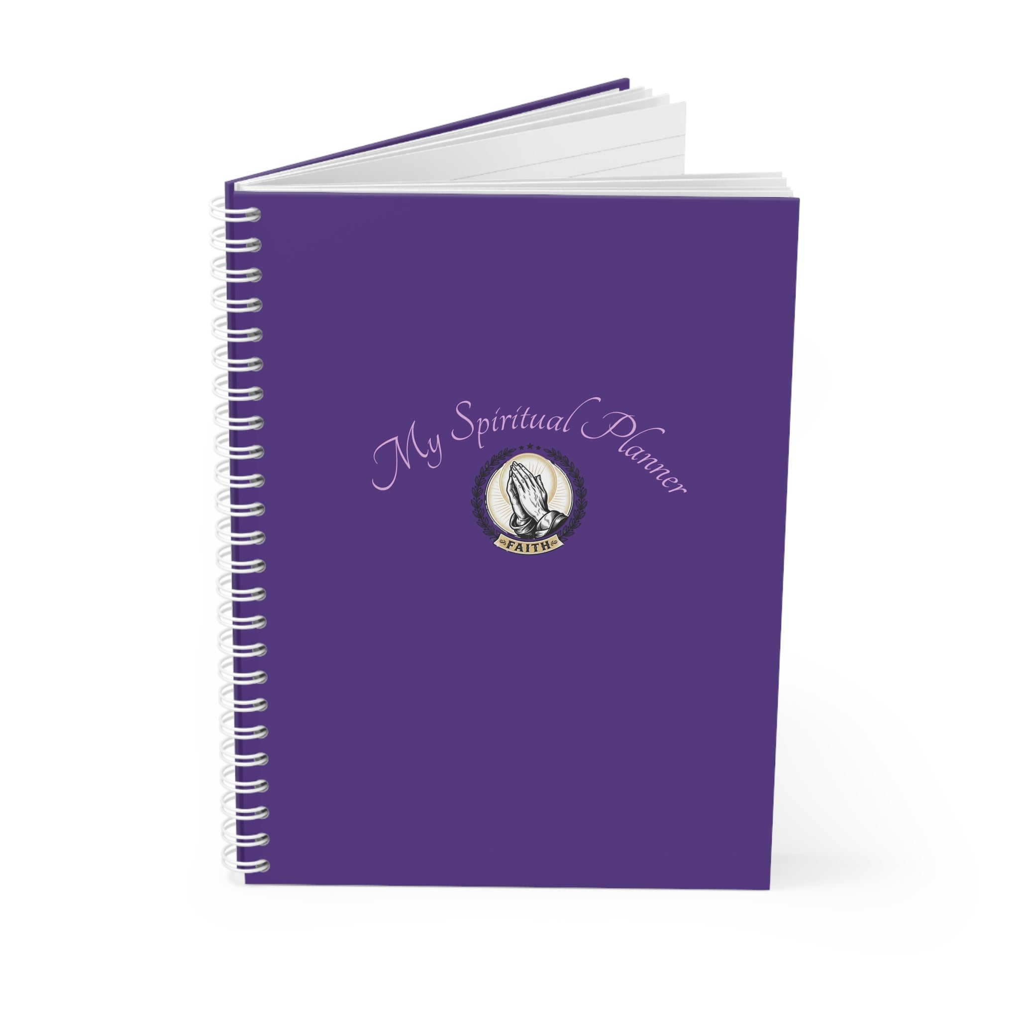 Spiritual Planner Spiral Notebook — Purple Minimalist Daily Organizer