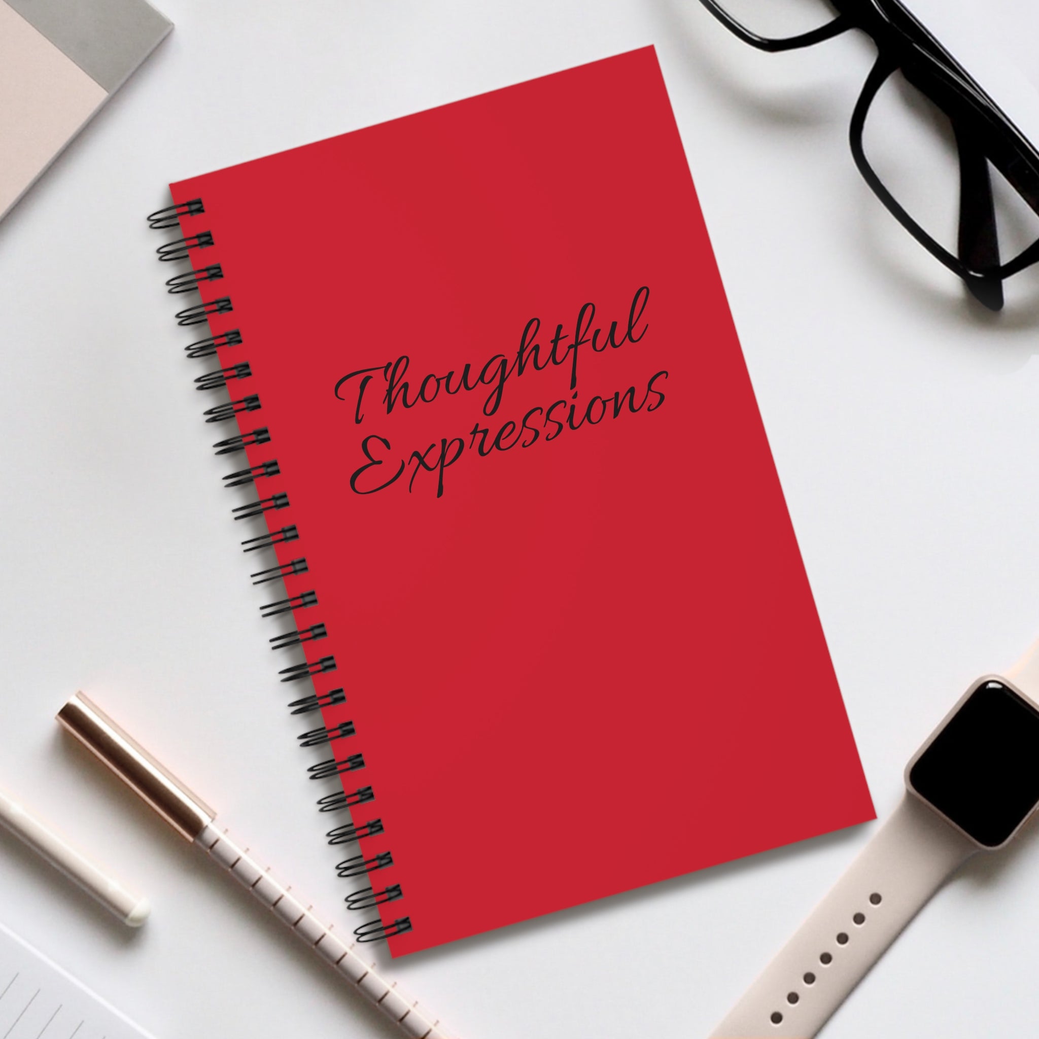 Red "Expressions" Spiral Journal — Lined Notebook for Writing, Poetry & Daily Reflections
