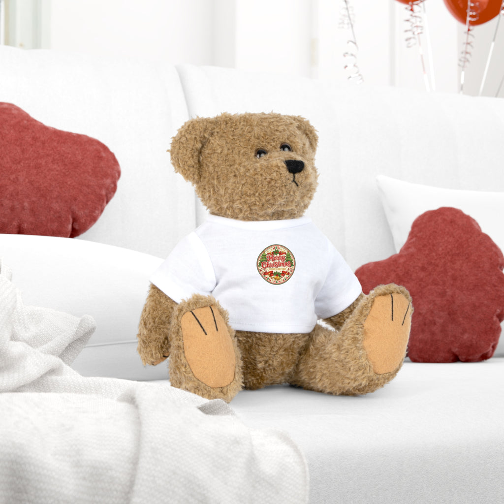Holiday Teddy Bear Plush with 'Happy Holidays' T‑Shirt
