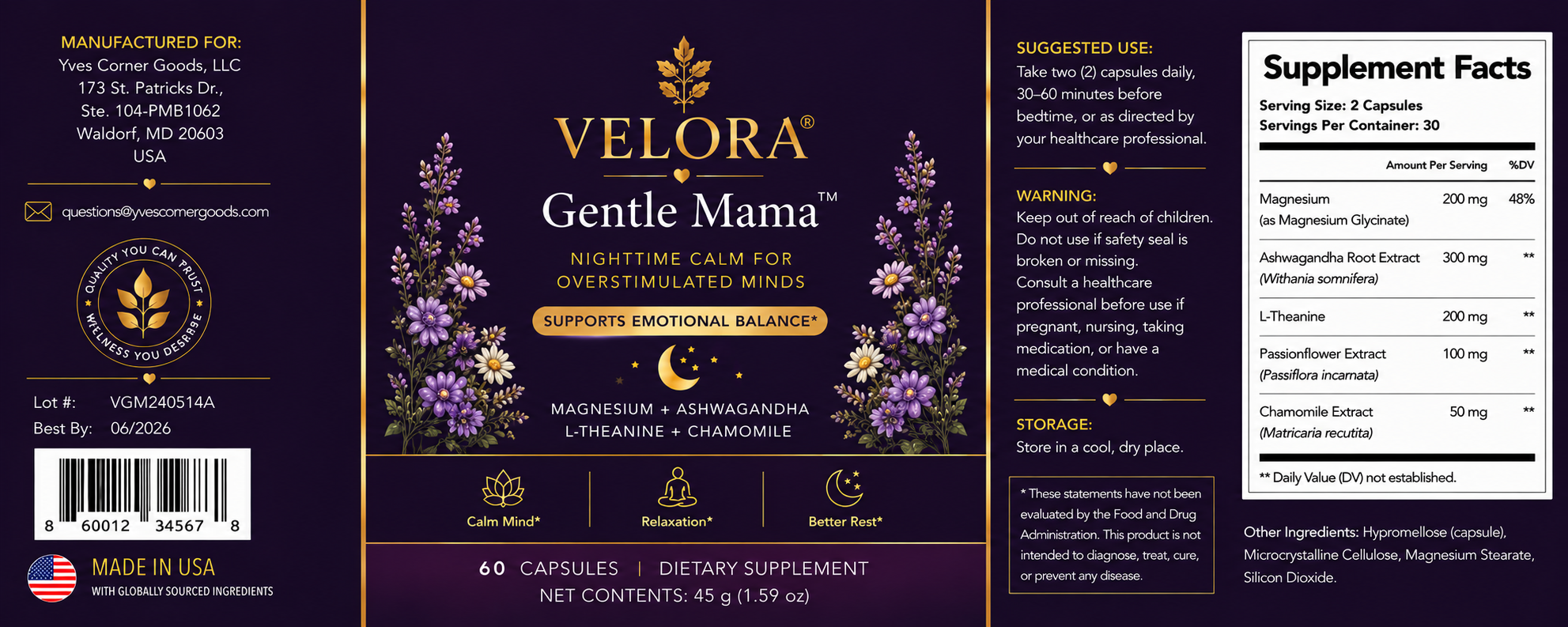 Velora "Gentle Mama" - Feel Calmer, Softer, and more Present again
